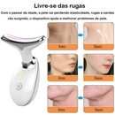 Massageador De Pescoço e Rosto LED Vermelha/Azul/Verde - Redução Rugas e Estímulo Colágeno Facial