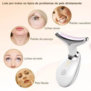 Massageador De Pescoço e Rosto LED Vermelha/Azul/Verde - Redução Rugas e Estímulo Colágeno Facial