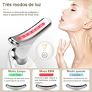 Massageador De Pescoço e Rosto LED Vermelha/Azul/Verde - Redução Rugas e Estímulo Colágeno Facial