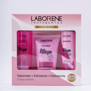 Kit Banho Premium Corpo e Rosto Sabonete 200ml, Esfoliante 170g e Hidratante 200ml + Escova Mágica