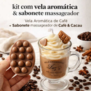 Vela Aromática na Taça Cappuccino100%Coco+Sabonete Massageador Café&Cacau Presente Perfeito Maes