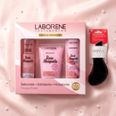Kit Banho Premium Corpo e Rosto Sabonete 200ml, Esfoliante 170g e Hidratante 200ml + Escova Mágica